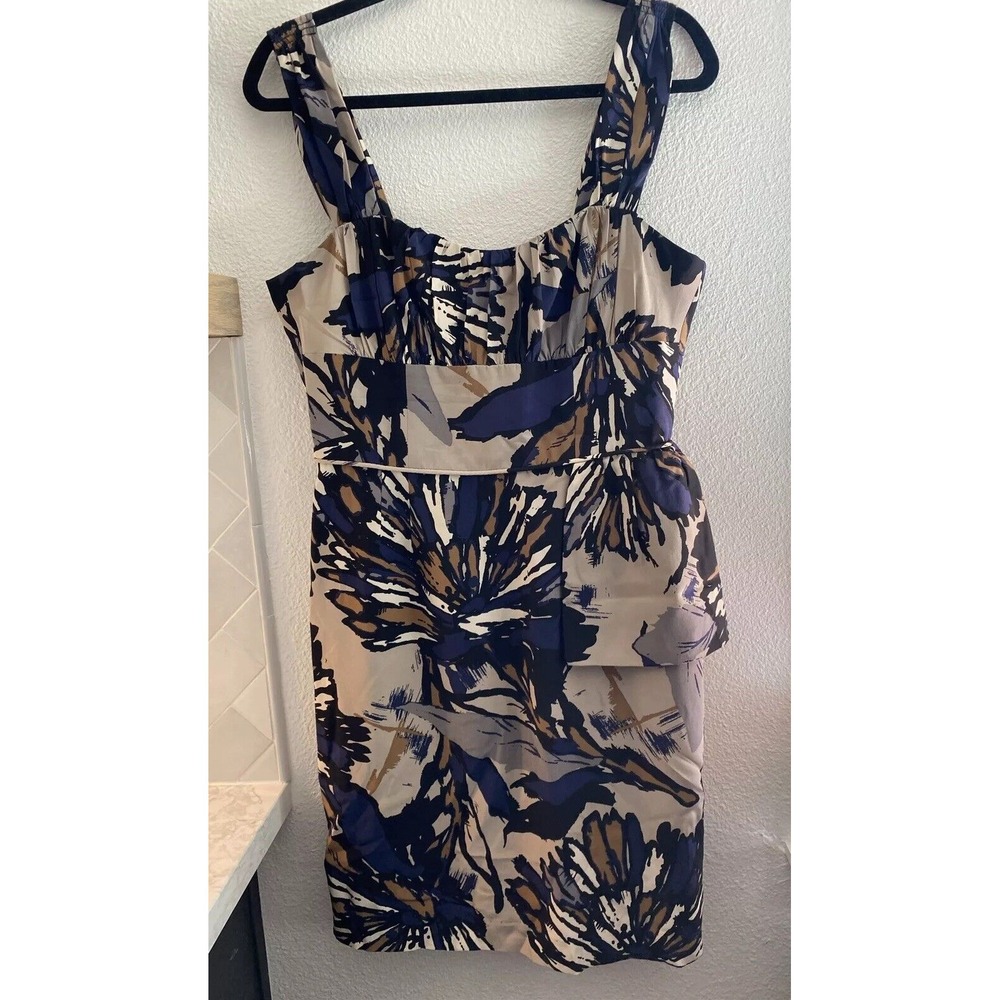 Women's Trina Turk Silk Floral Printed Dress Mums the Word Tan‎ Blue Black